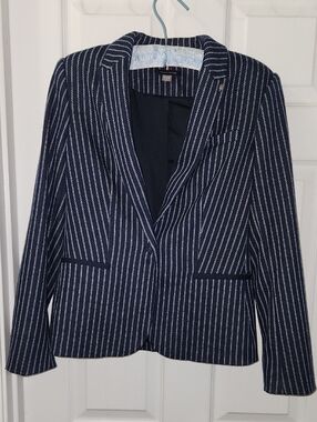 Tommy Hilfiger Navy & White Striped Blazer
